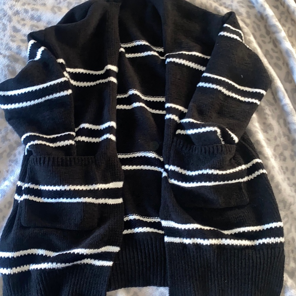 Super cozy black and white stripe sweater